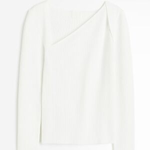 H&M White Asymmetrical Long Sleeve Top